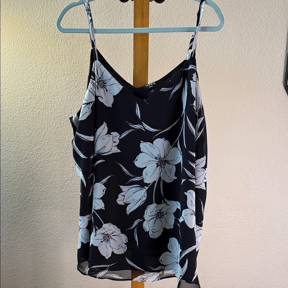 Torrid Sophie Swing Black and White Floral Camisole